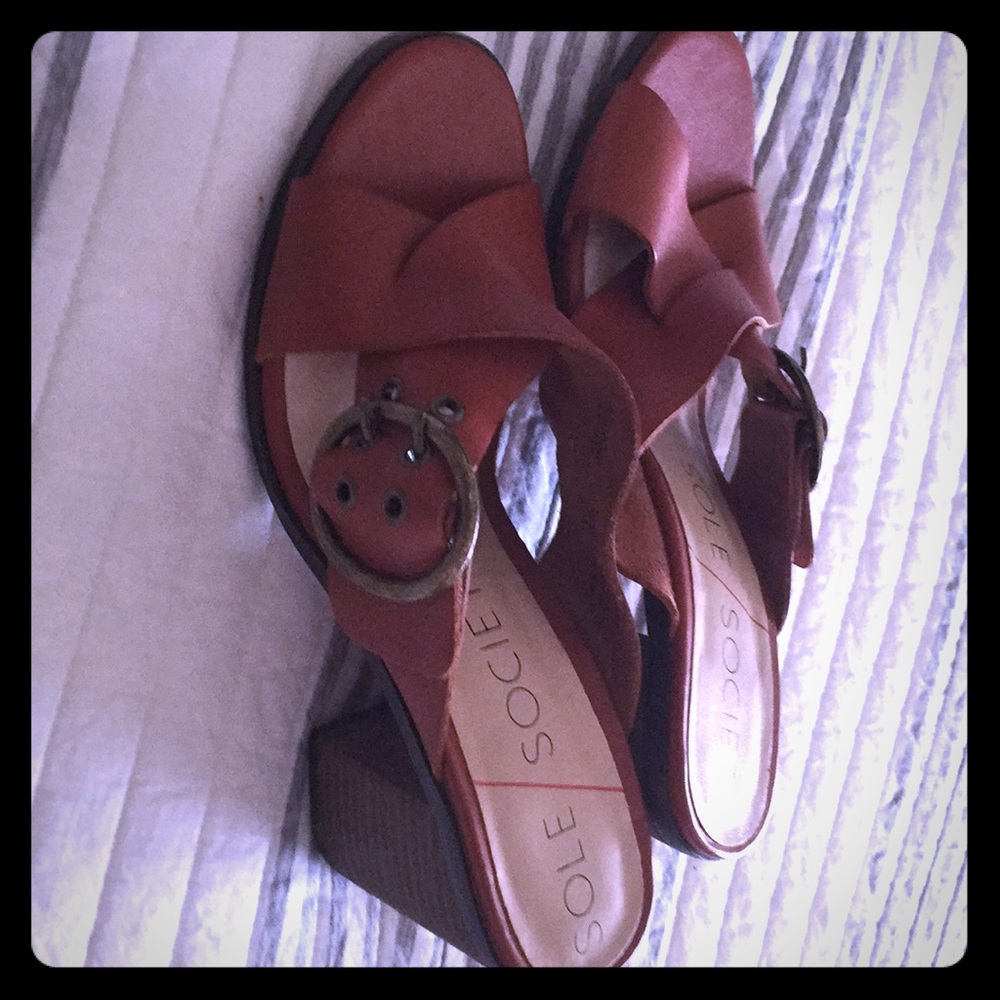 Burnt Orange Sole Society Sandals, 6.5